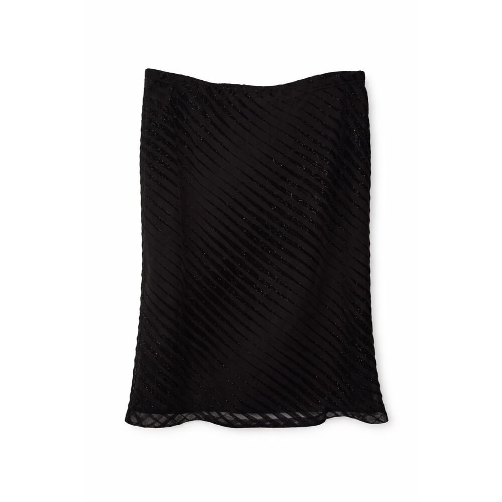 Hot Kiss Sheer Lined Black Glitter Midi Skirt Y2K Party‎ S Grunge Whimsigoth
